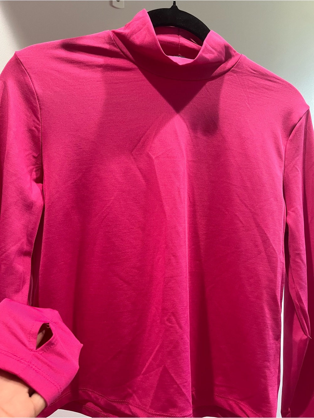 Women's Fuchsia Long Sleeve Crop Top - Turtleneck - Picture 3 of 7